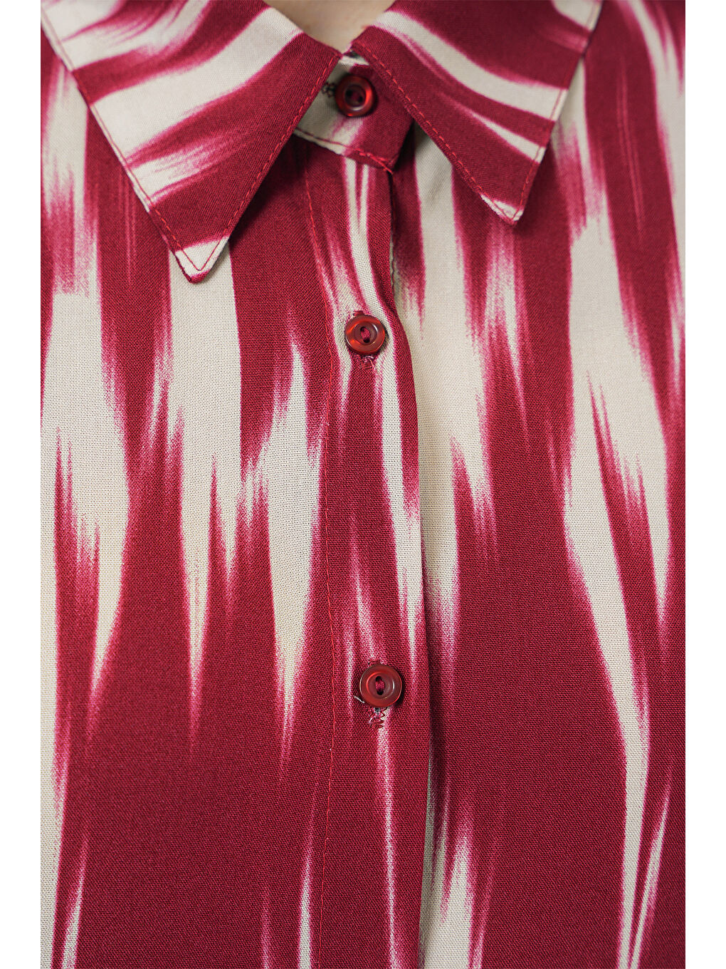 Kadın Desenli Oversize Gömlek 20301 - Kırmızı-3