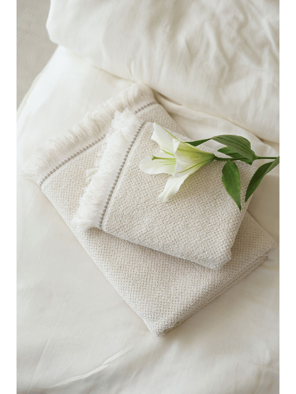 Travertine %100 Pamuk Yüz Havlusu 50x90 Açık Bej-3