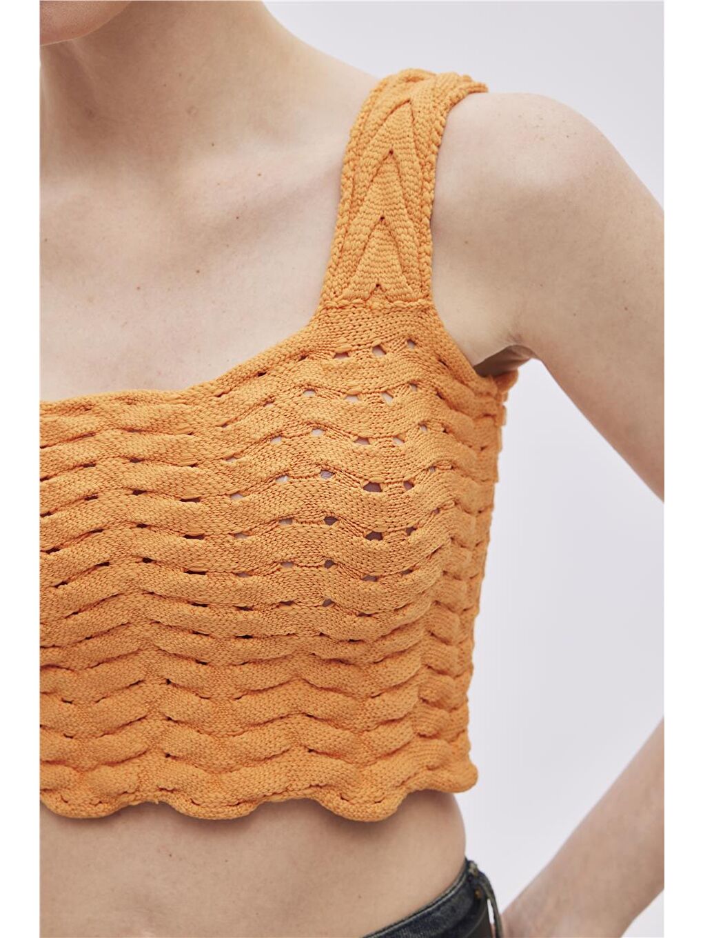 Turuncu Oranj Triko Crop Top-3