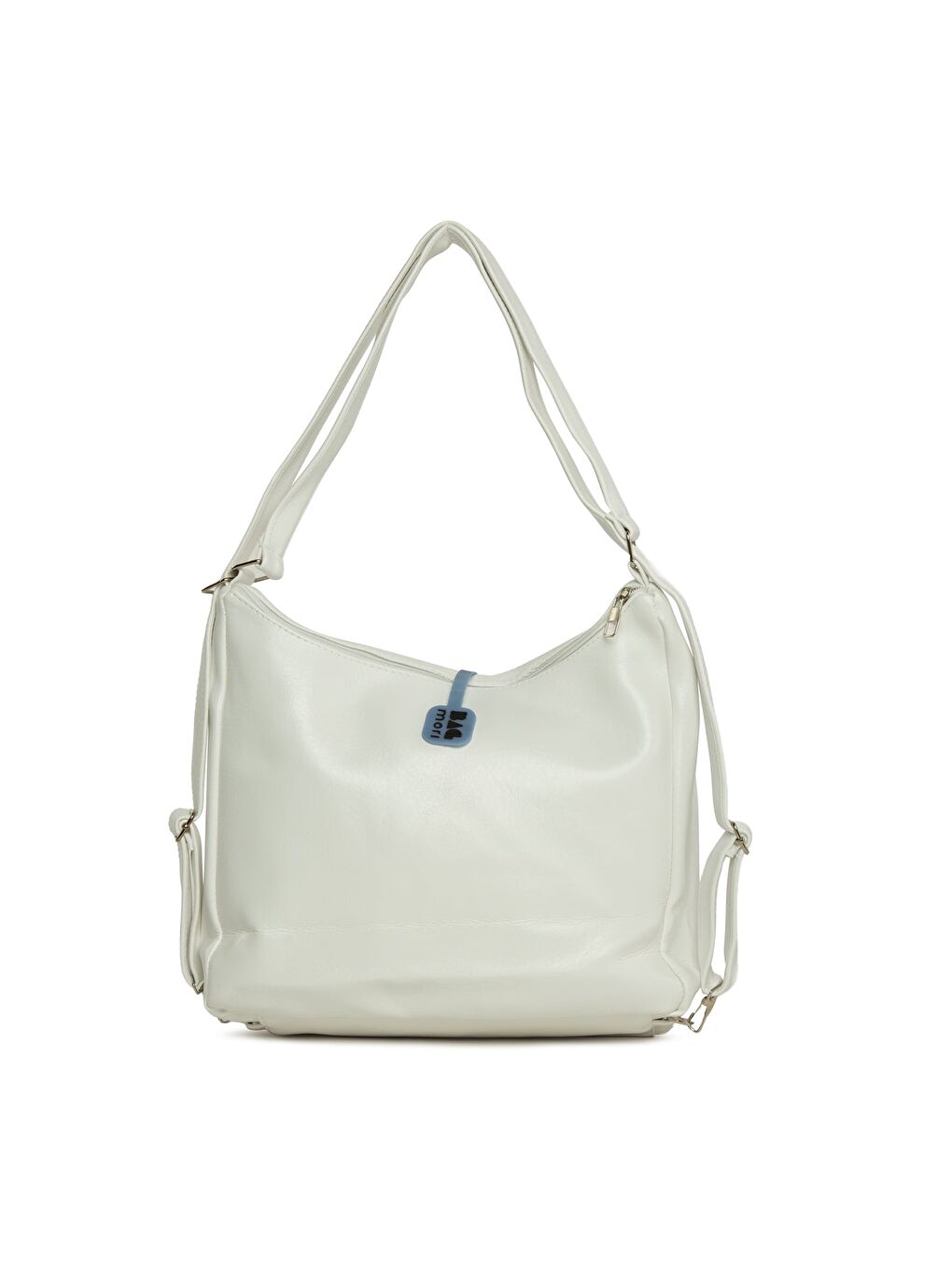 Beyaz Dik Fermuarlı Çok Gözlü Salaş Askılı ve Sırt Çantası-2