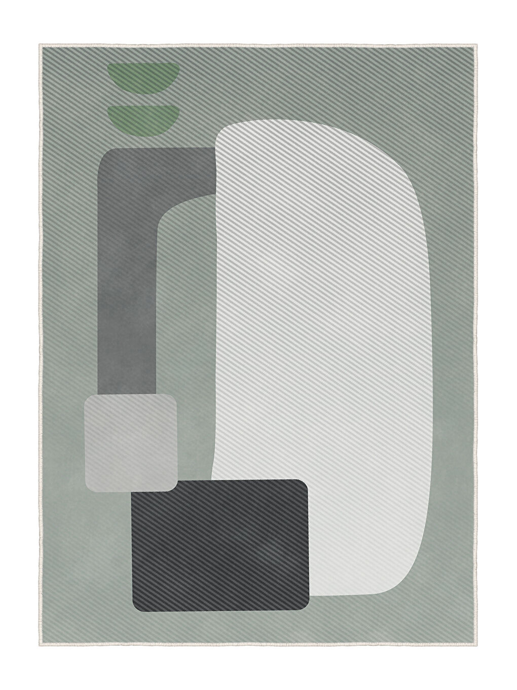 Yeşil Dekoratif Salon Halısı, Makinada Yıkanabilir, Kaymaz Taban, İnce & Modern Tasarım