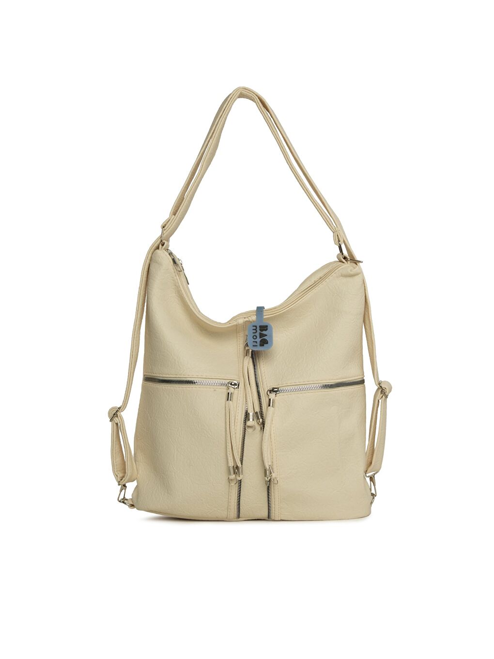 Ekru Yumuşak Dokulu Elcik Detaylı Askılı ve Sırt Salaş Çanta