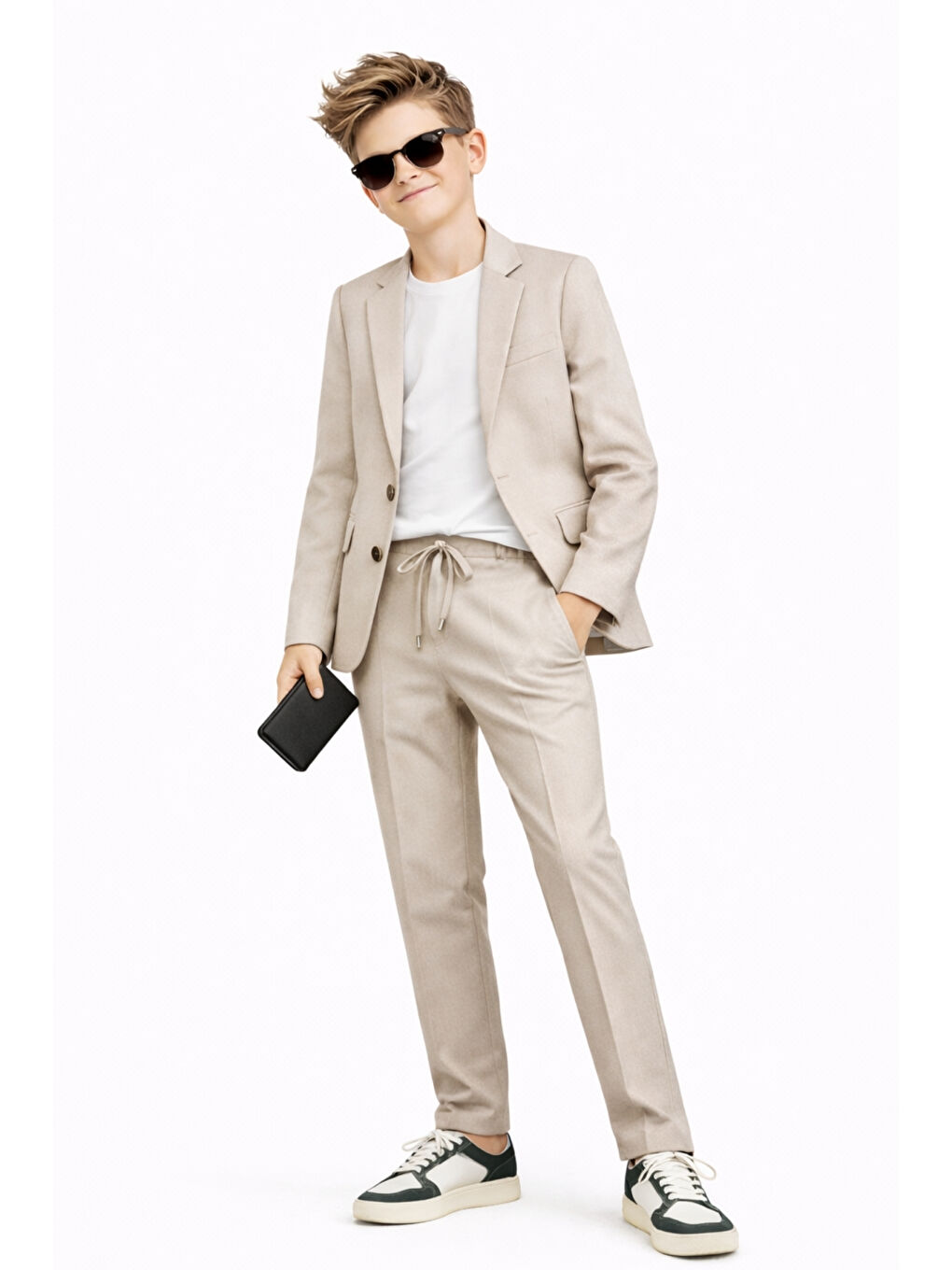 Bej Erkek Çocuk Modern Casual Slim Fit Takım Elbise Ak2850-1