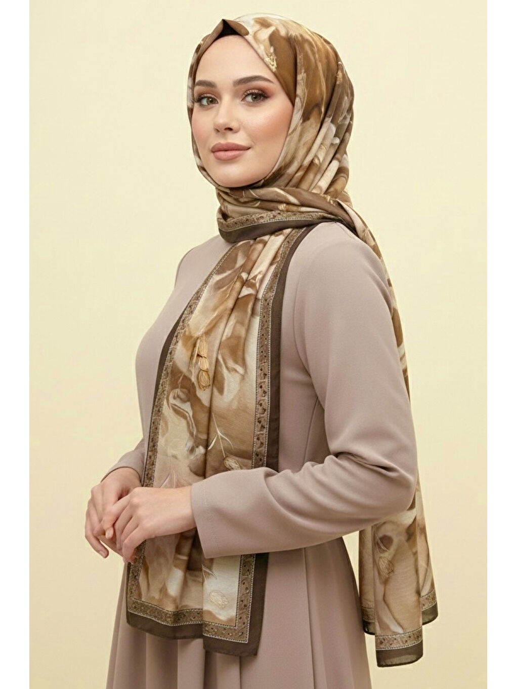 Soft Mist Serisi Pamuk Şal Yağ Yeşili - 27985-YAG-YESILI-1