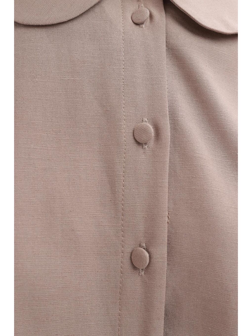 Bej Vizon-Bebe Yakalı Keten Etekli Takım-5