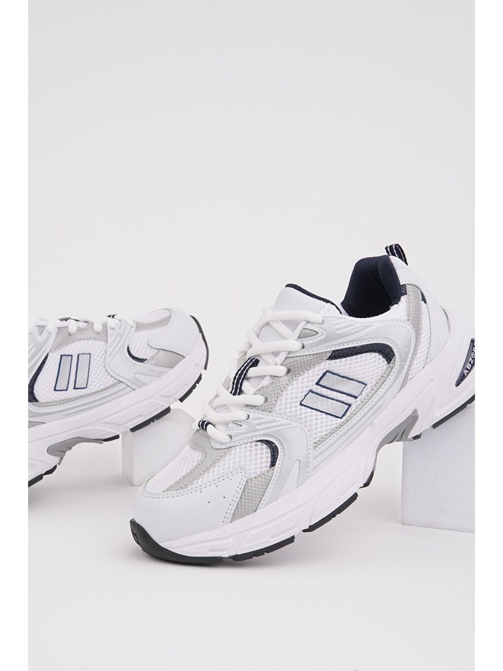 Beyaz SHİFT Kadın Kalın Taban Bağcıklı Günlük Sneaker Spor Ayakkabı-5