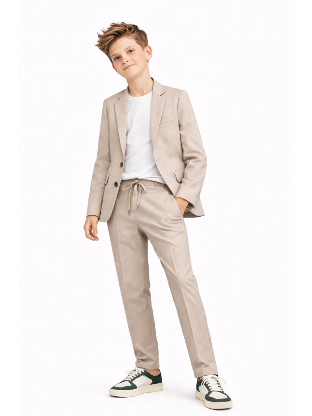 Bej Erkek Çocuk Modern Casual Slim Fit Takım Elbise Ak2850-2