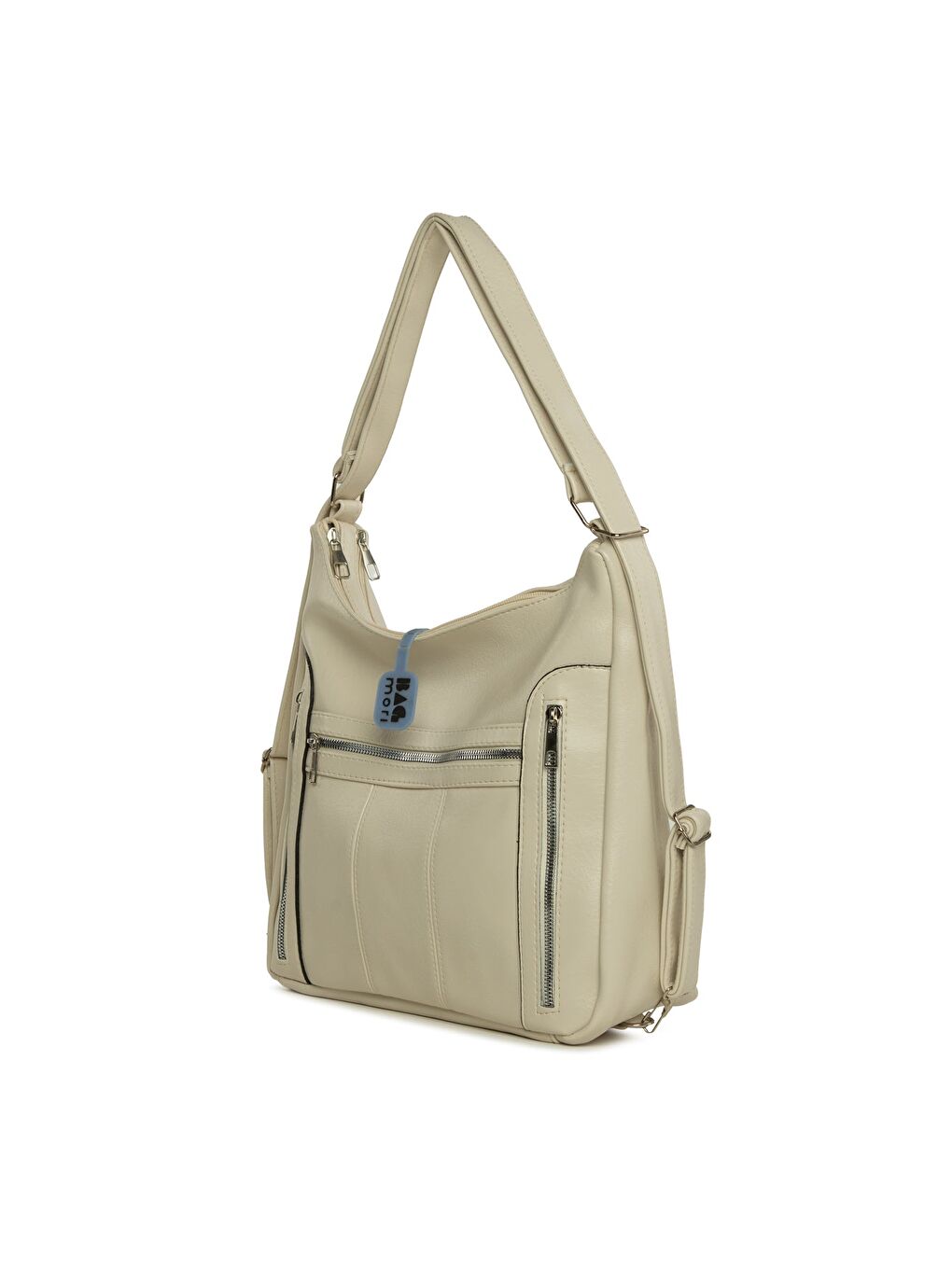 Ekru Dik Fermuarlı Çok Gözlü Salaş Askılı ve Sırt Çantası-1