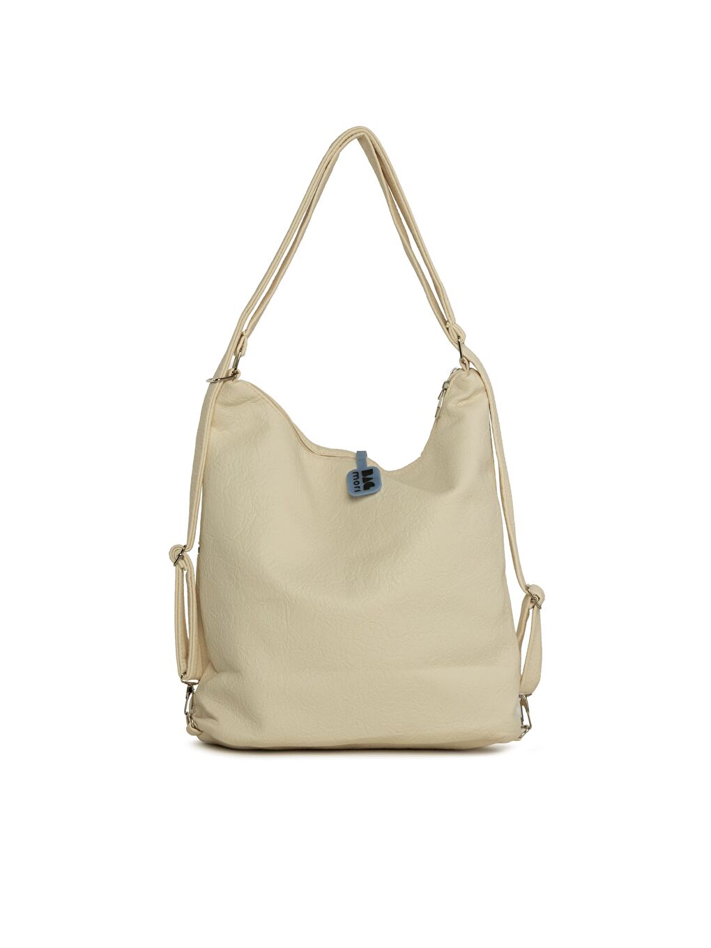 Ekru Yumuşak Dokulu Elcik Detaylı Askılı ve Sırt Salaş Çanta-2