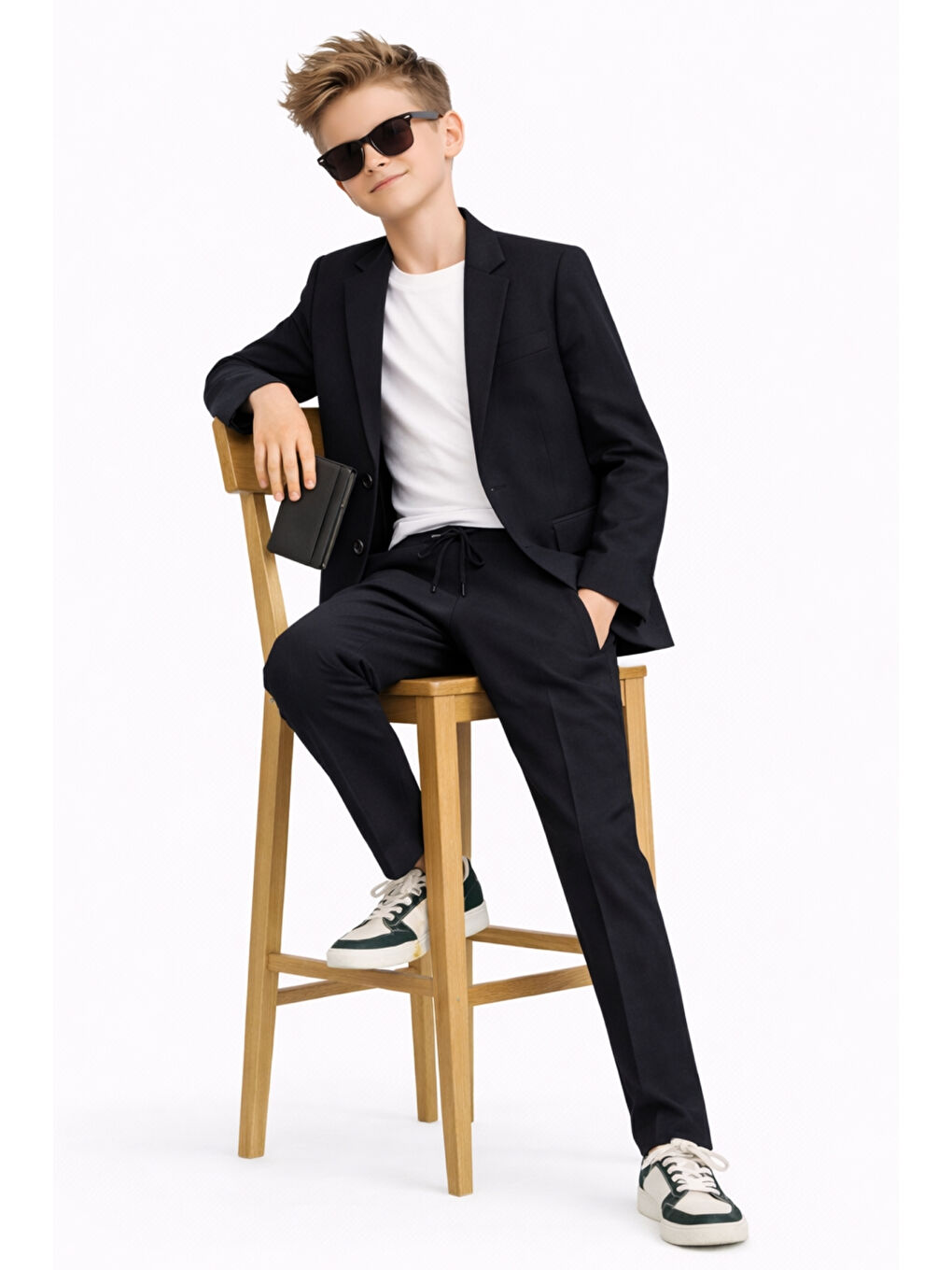 Siyah Erkek Çocuk Modern Casual Slim Fit Takım Elbise Ak2850