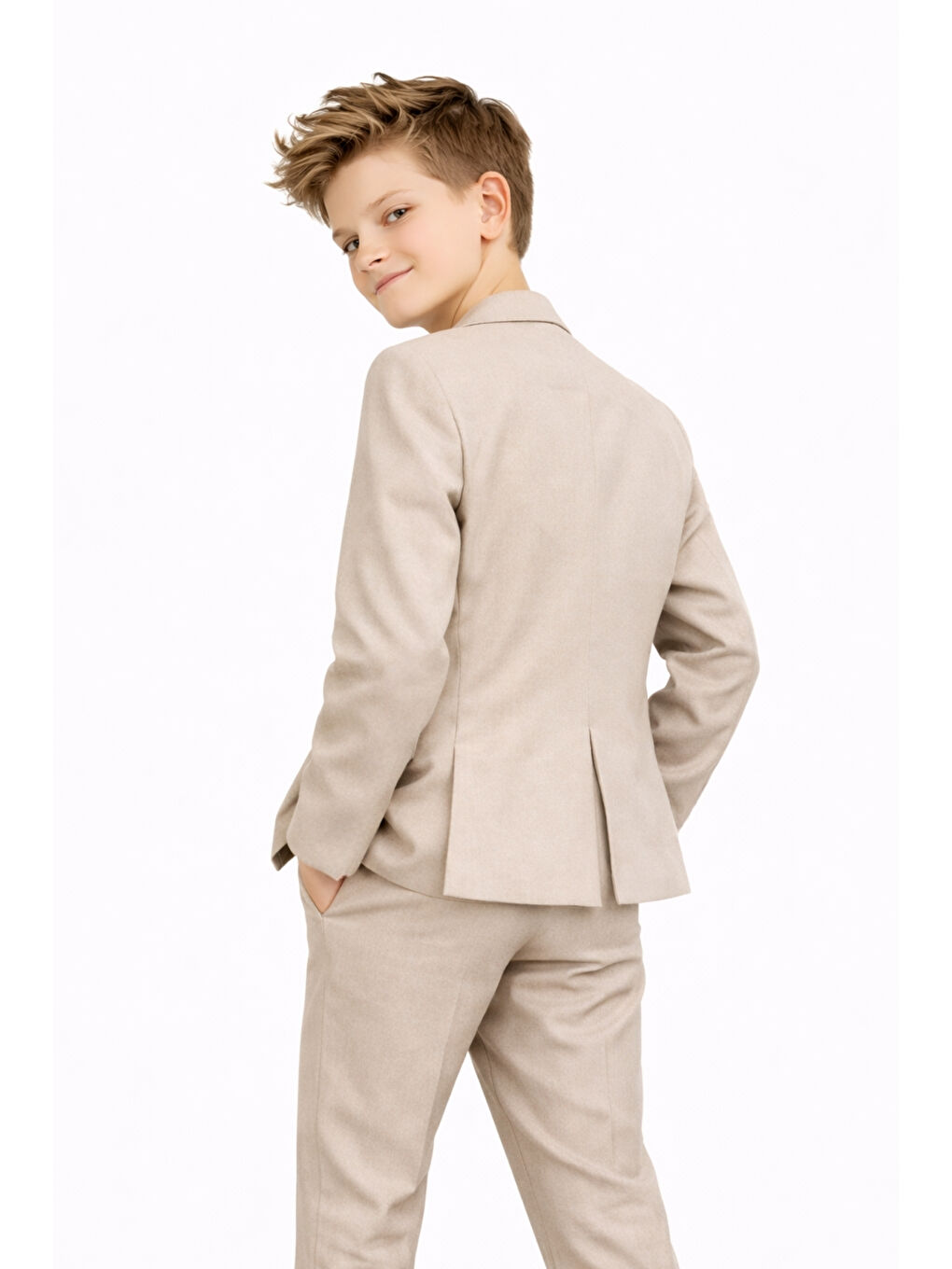 Bej Erkek Çocuk Modern Casual Slim Fit Takım Elbise Ak2850-4