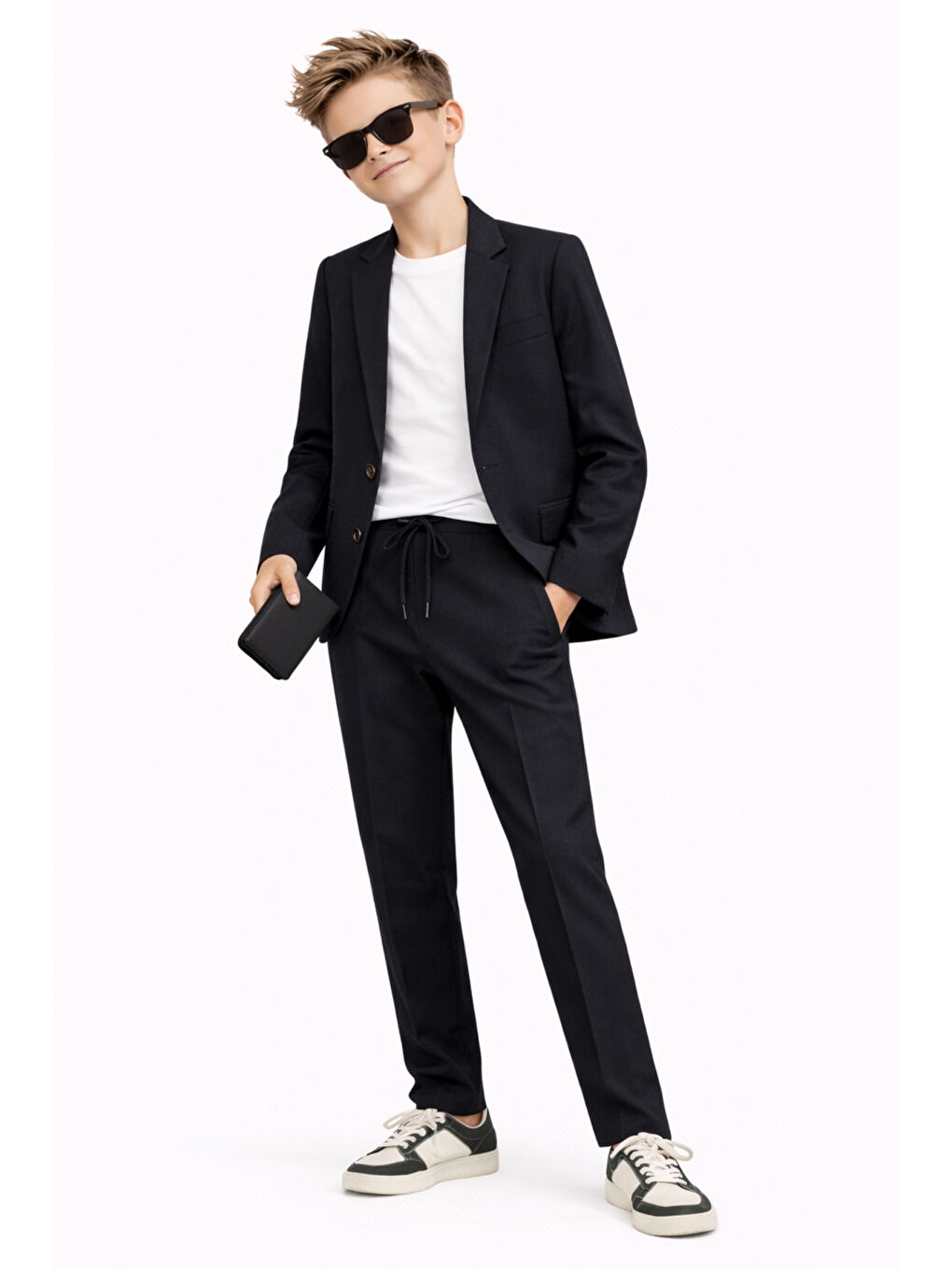 Siyah Erkek Çocuk Modern Casual Slim Fit Takım Elbise Ak2850-1