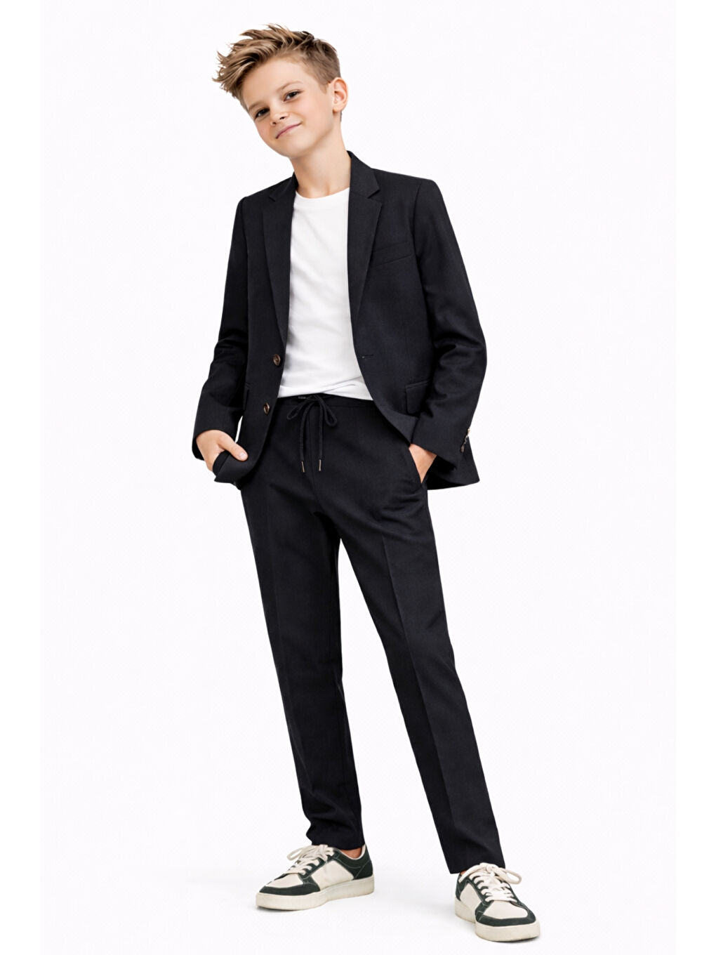 Siyah Erkek Çocuk Modern Casual Slim Fit Takım Elbise Ak2850-2