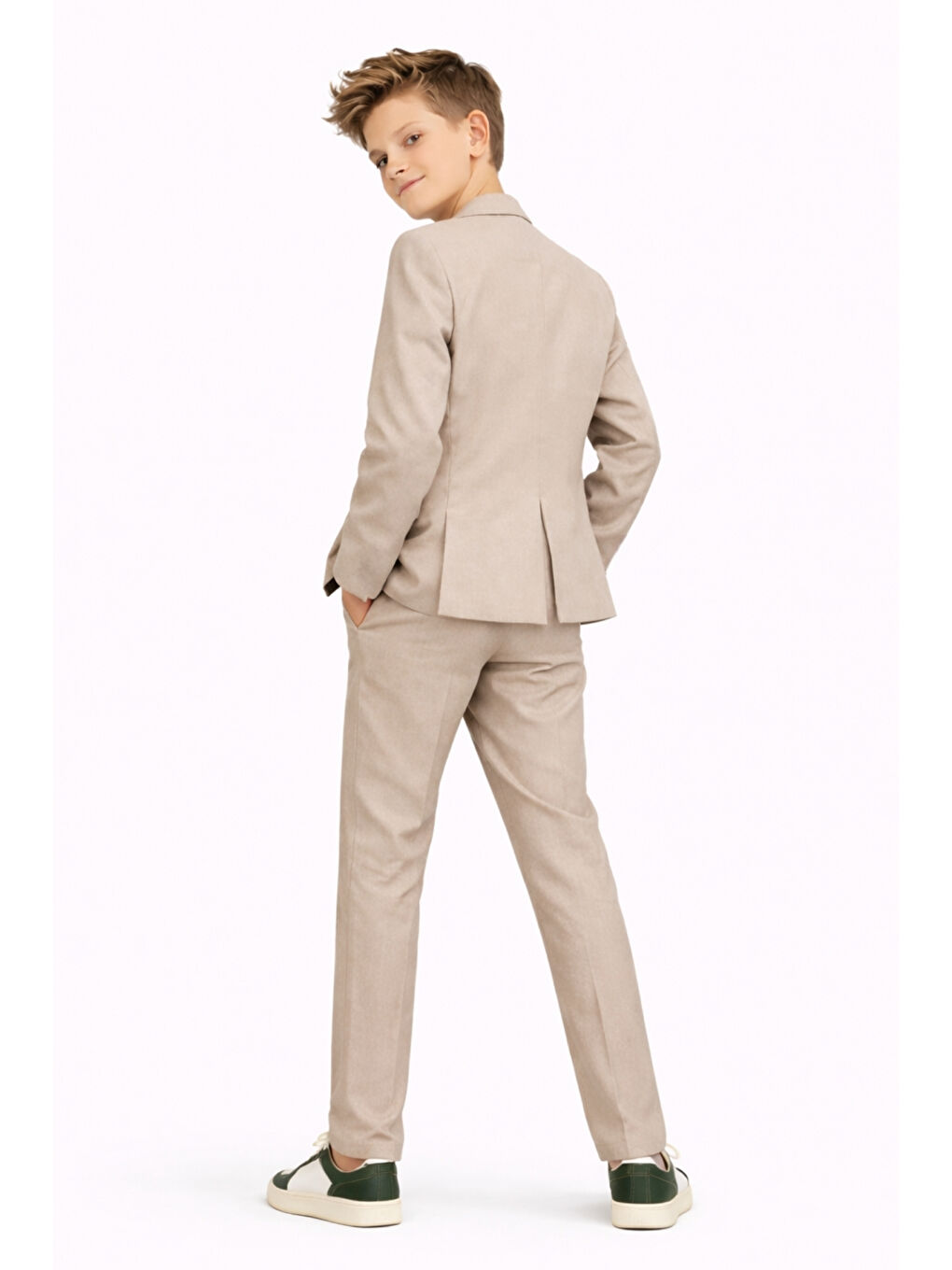 Bej Erkek Çocuk Modern Casual Slim Fit Takım Elbise Ak2850-5
