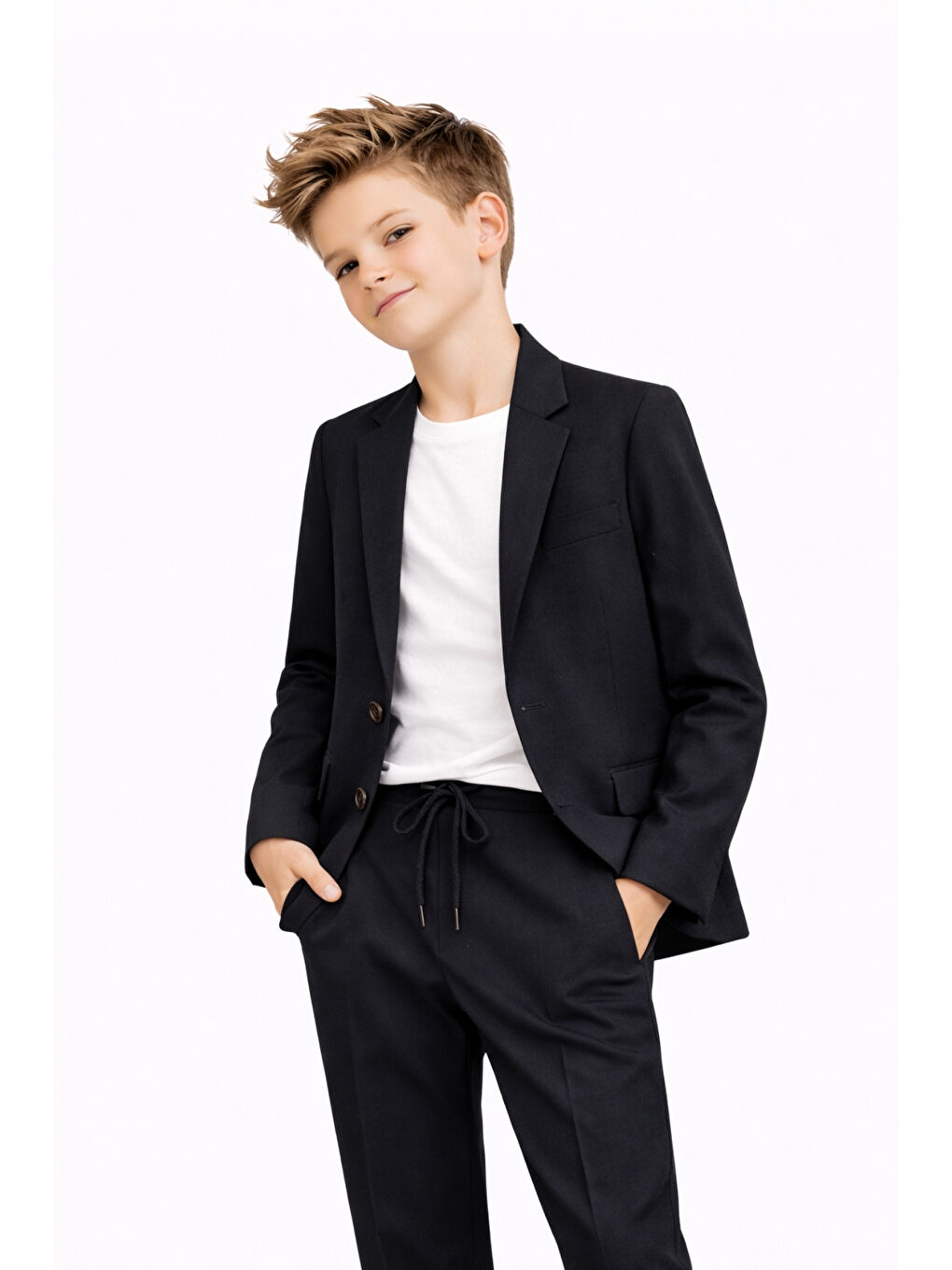 Siyah Erkek Çocuk Modern Casual Slim Fit Takım Elbise Ak2850-3