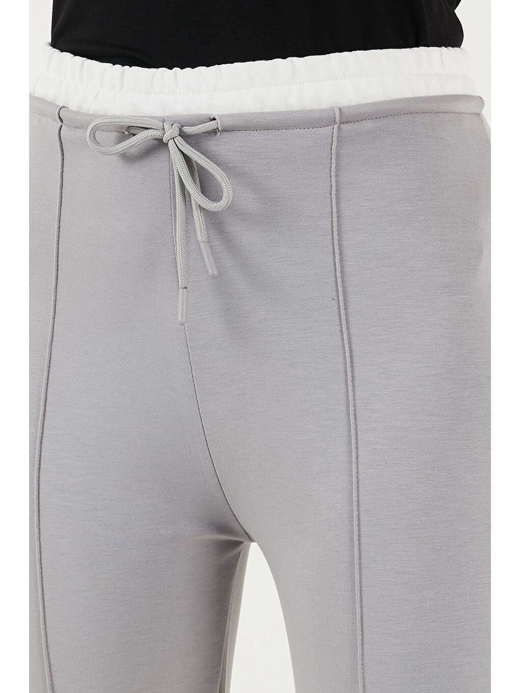 Gri Streç Slim Fit Yüksek Bel Geniş Paça Çimalı Kadın Eşofman Altı 5866078-5