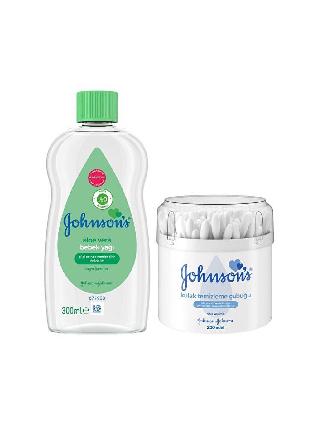 JOHNSON'S Renksiz Johnson' Aloe Vera Bebek Yağı+Kulak Temizleme Çubuğu 200 lü - 1