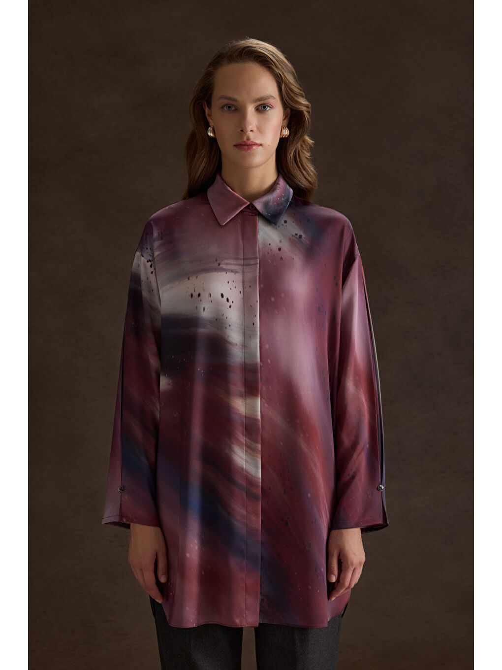 Bordo Desenli Klasik Tunik-1