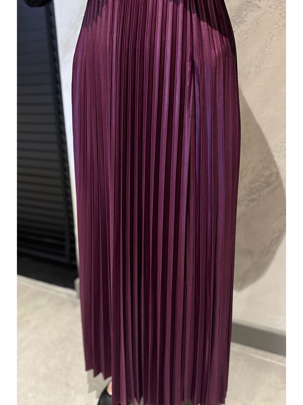 Mürdüm Kadın Piliseli Tesettür Etek-4