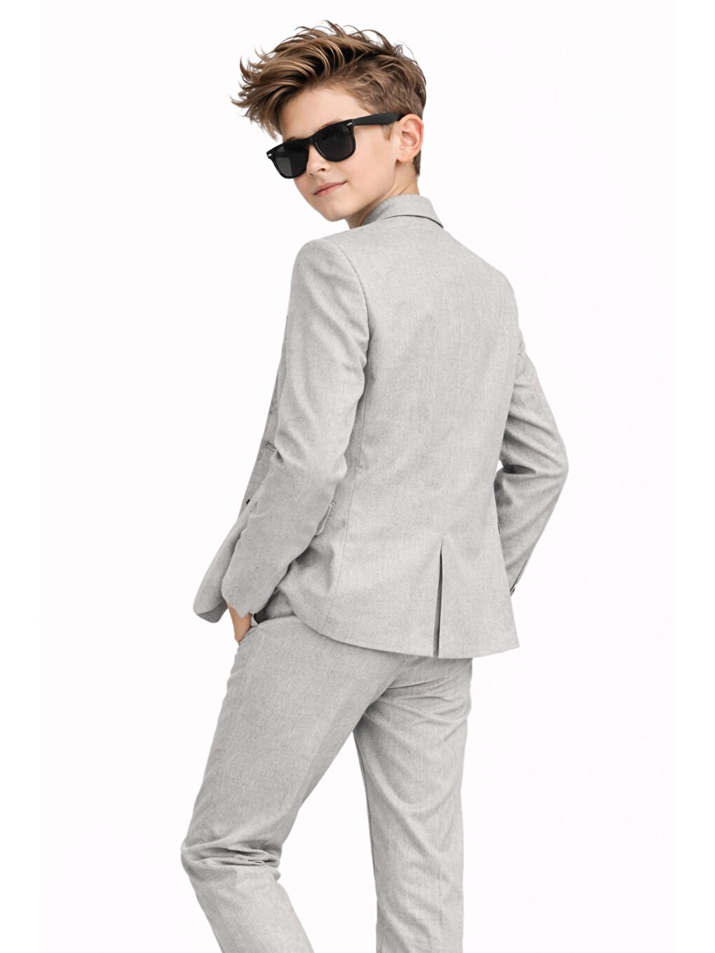 Gri Erkek Çocuk Modern Casual Slim Fit Takım Elbise Ak2850-4
