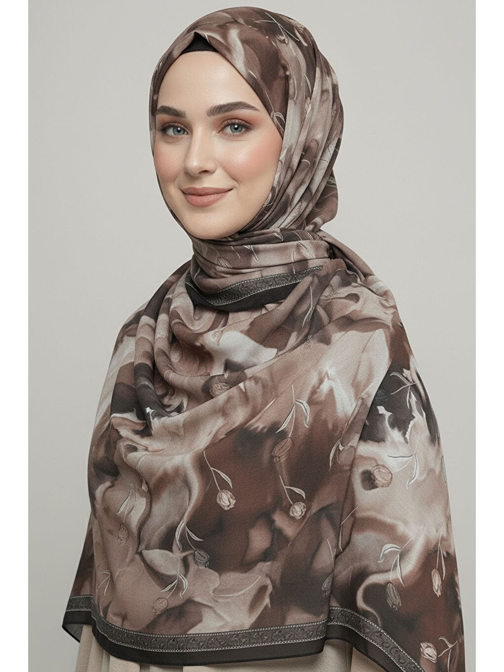 Kahverengi Soft Mist Serisi Pamuk Şal Kahve - 27985-KAHVE