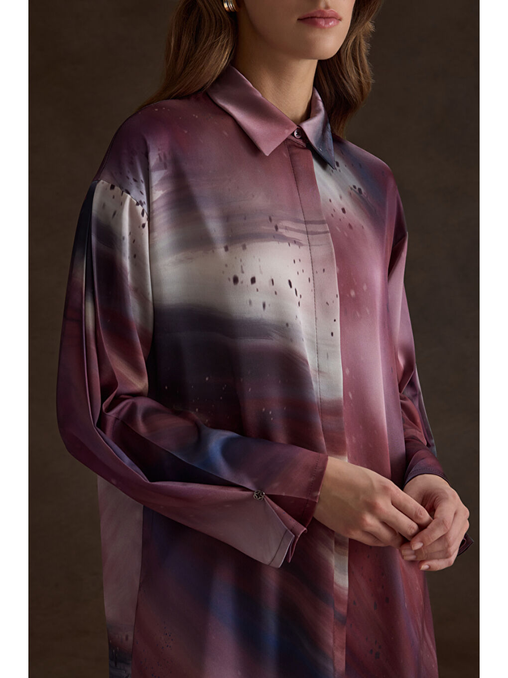 Bordo Desenli Klasik Tunik-3