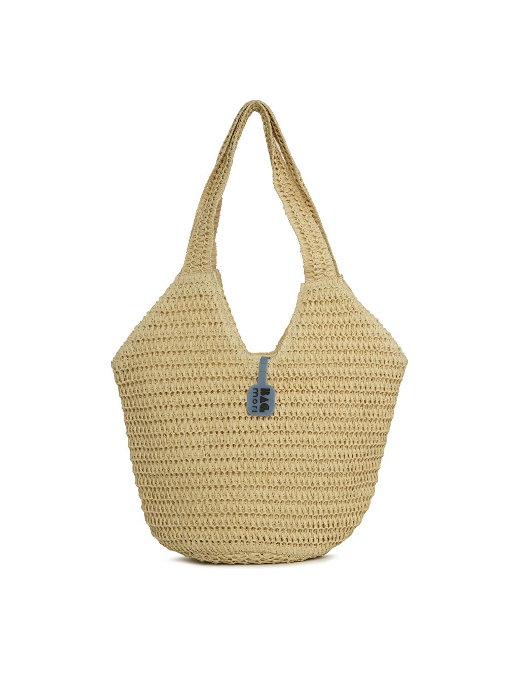 Ekru Oval Kova Hasır Tote Çanta