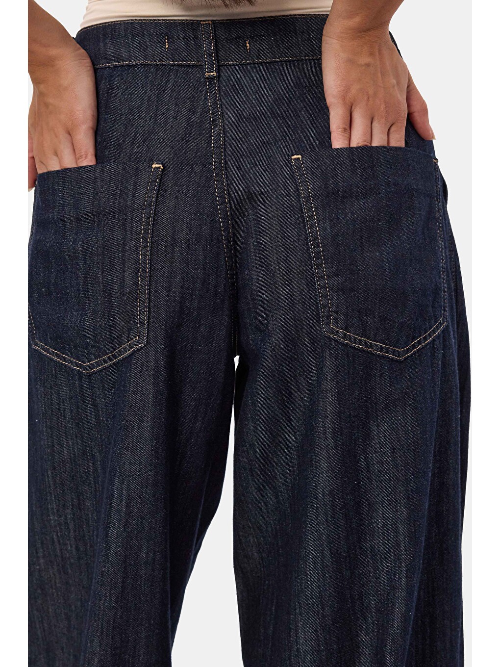 Kadın İndigo Selvedge 7s6-50 Balon Jogger Fit Denim Jean-1