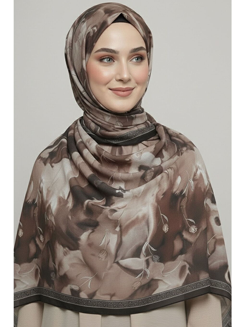 Kahverengi Soft Mist Serisi Pamuk Şal Kahve - 27985-KAHVE-1