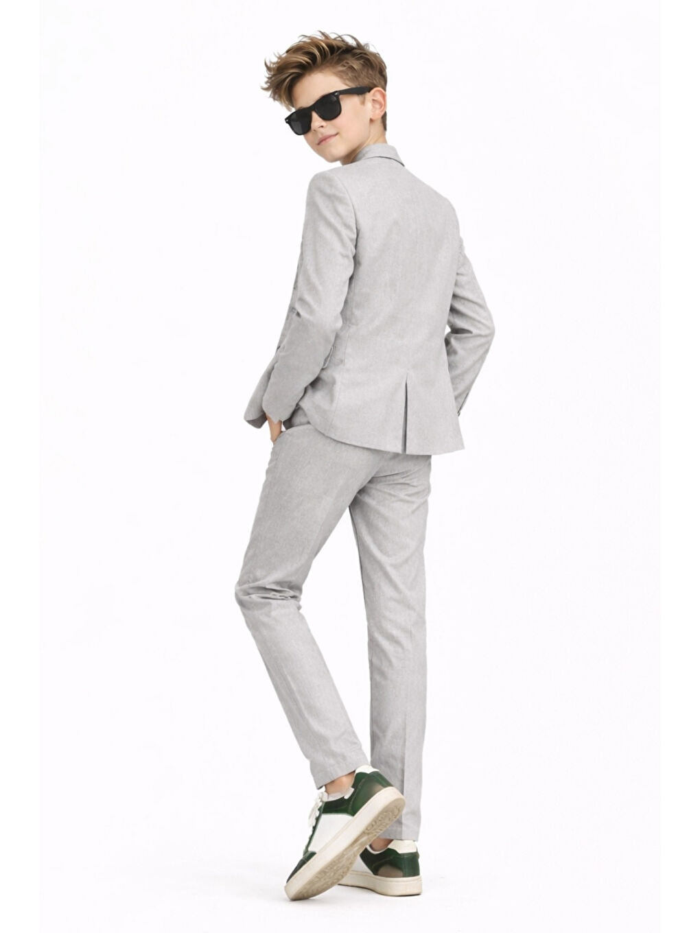 Gri Erkek Çocuk Modern Casual Slim Fit Takım Elbise Ak2850-5