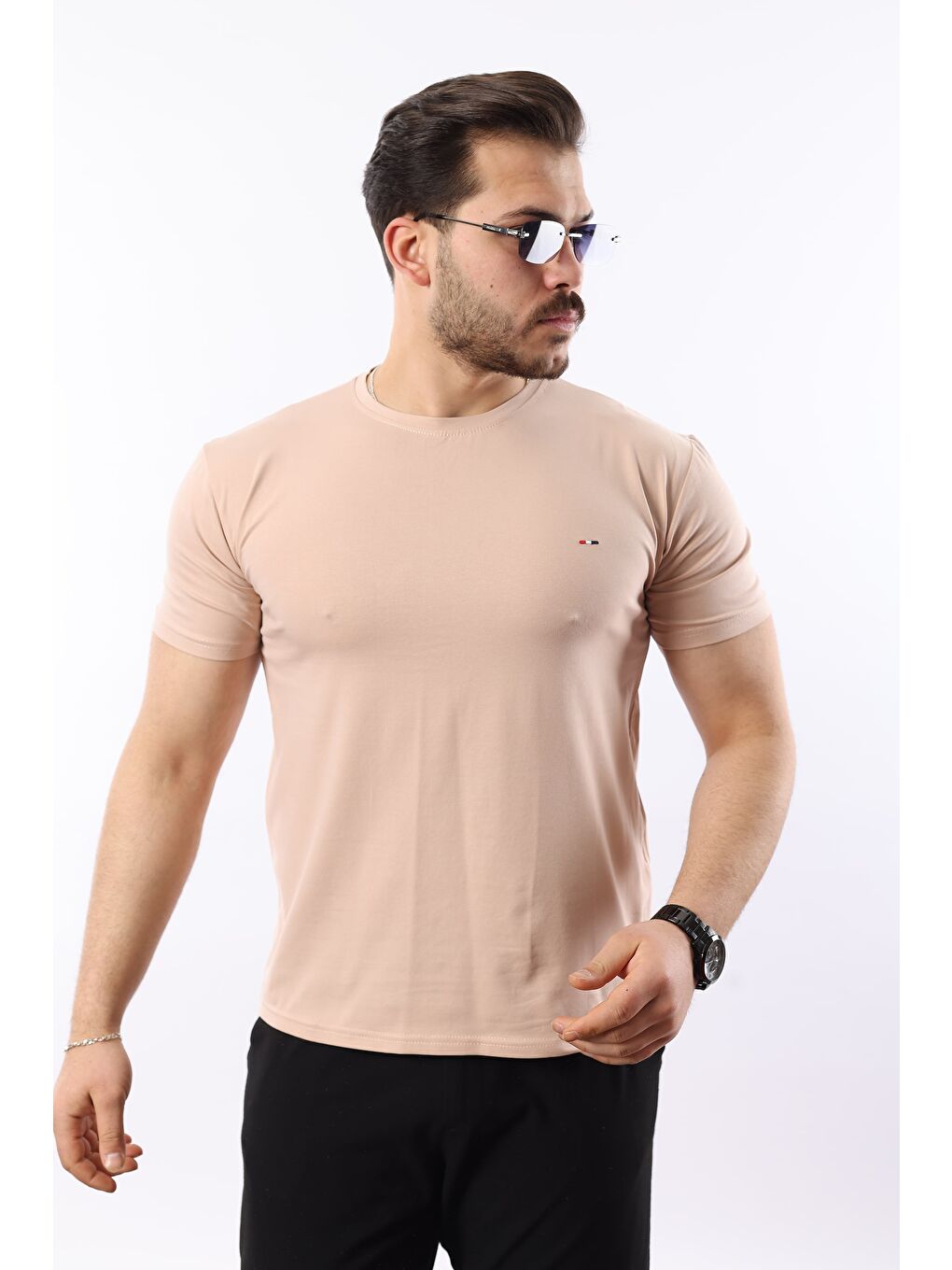 Pembe Erkek Slim Fit T-Shirt