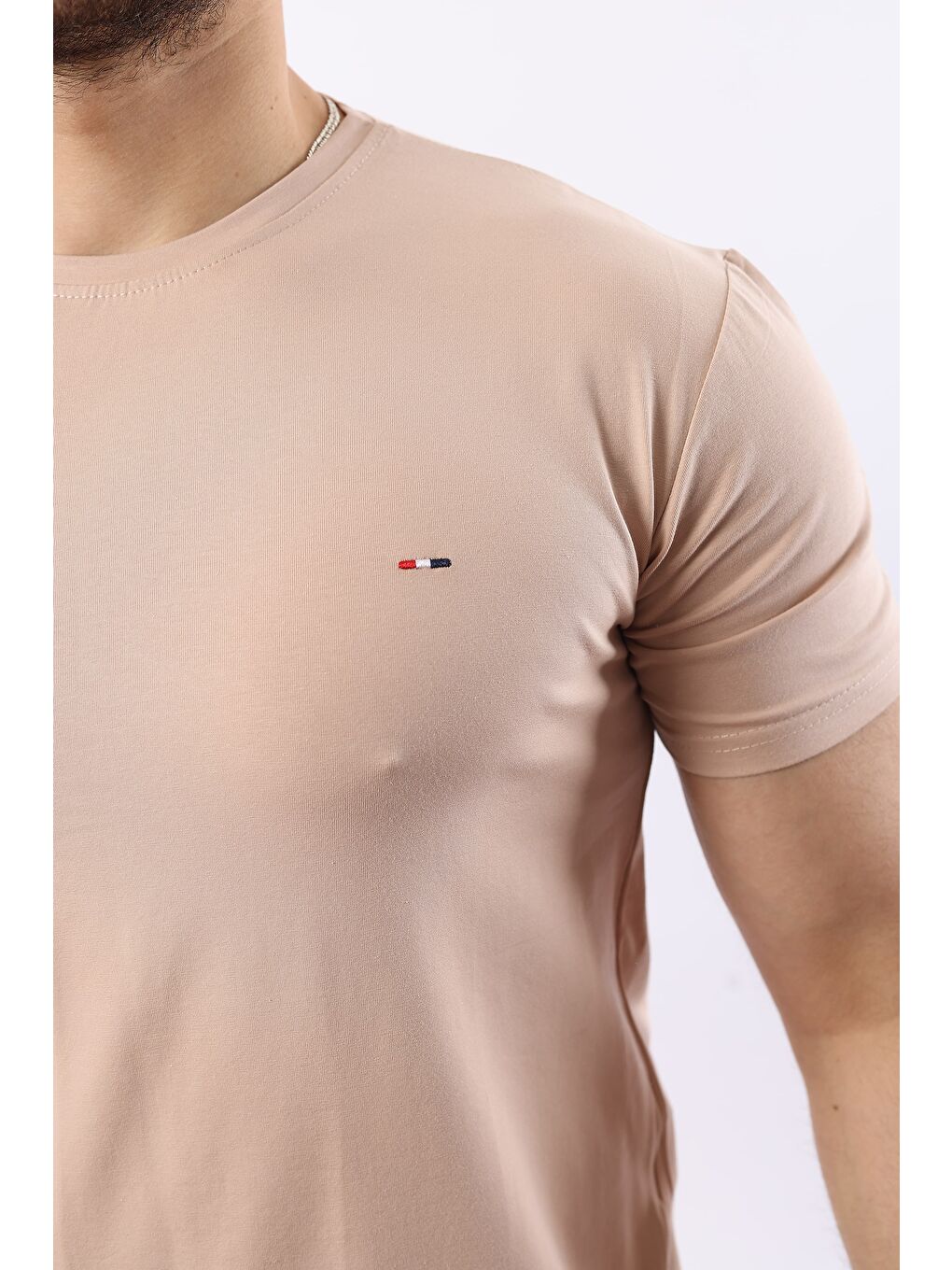 Pembe Erkek Slim Fit T-Shirt-1