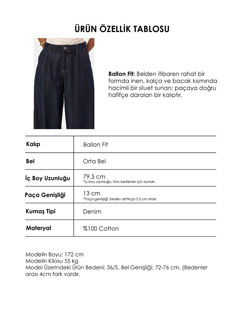 Kadın İndigo Selvedge 7s6-50 Balon Jogger Fit Denim Jean-3