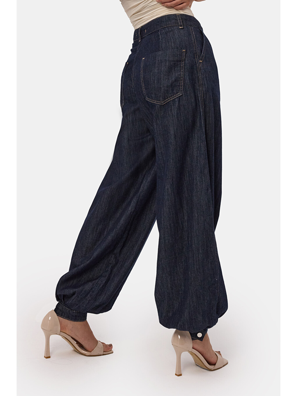 Kadın İndigo Selvedge 7s6-50 Balon Jogger Fit Denim Jean-4