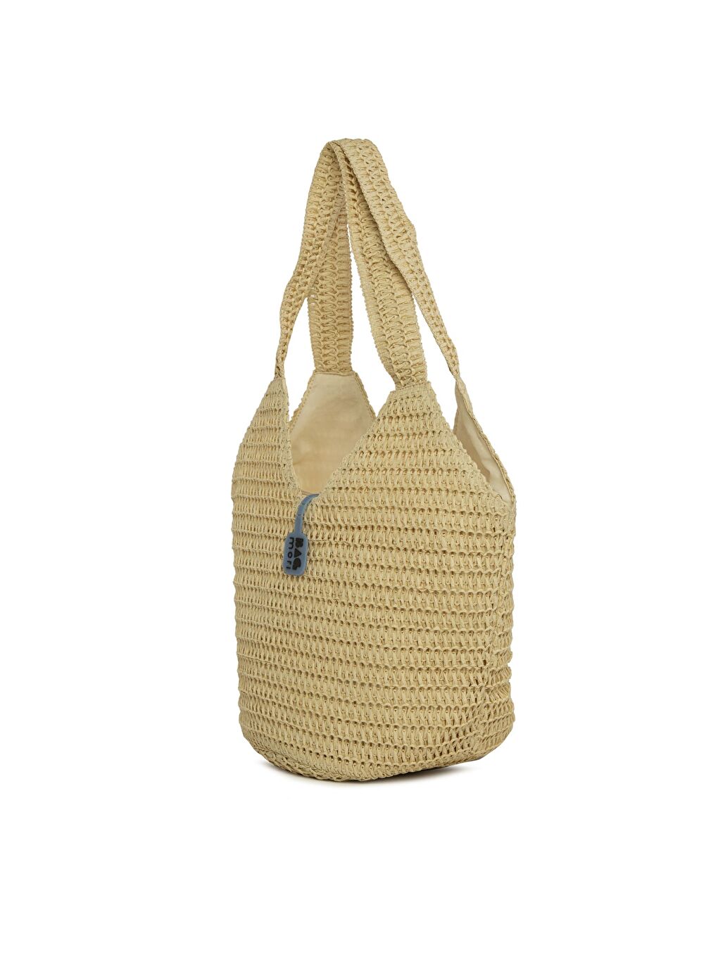 Ekru Oval Kova Hasır Tote Çanta-1