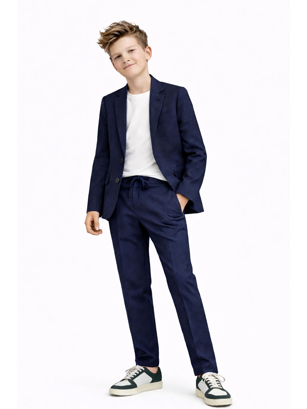 Lacivert Erkek Çocuk Modern Casual Slim Fit Takım Elbise Ak2850-2