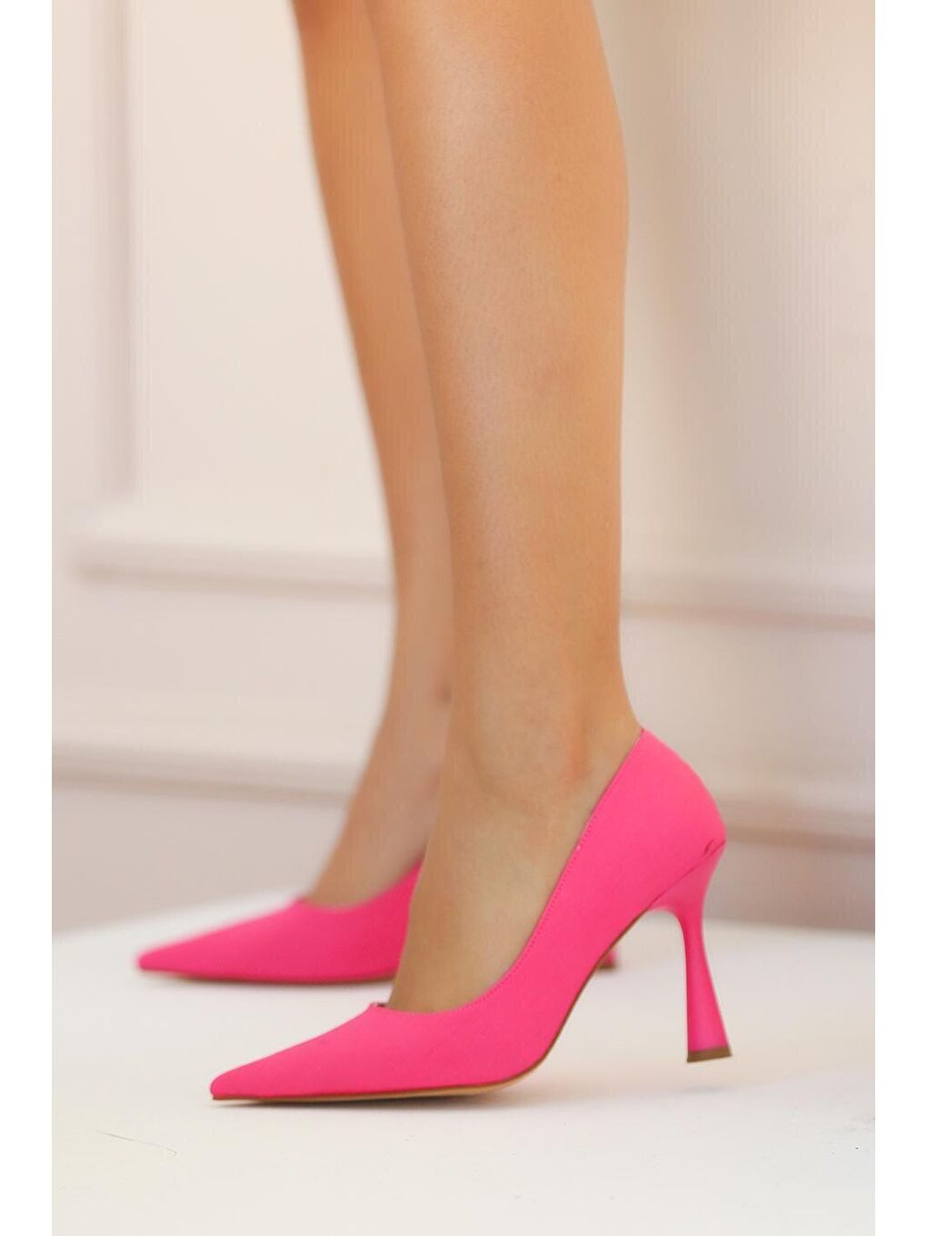 Fuşya Kadeh Topuk Kadın Topuklu Ayakkabı 017-1450-22Saten-2