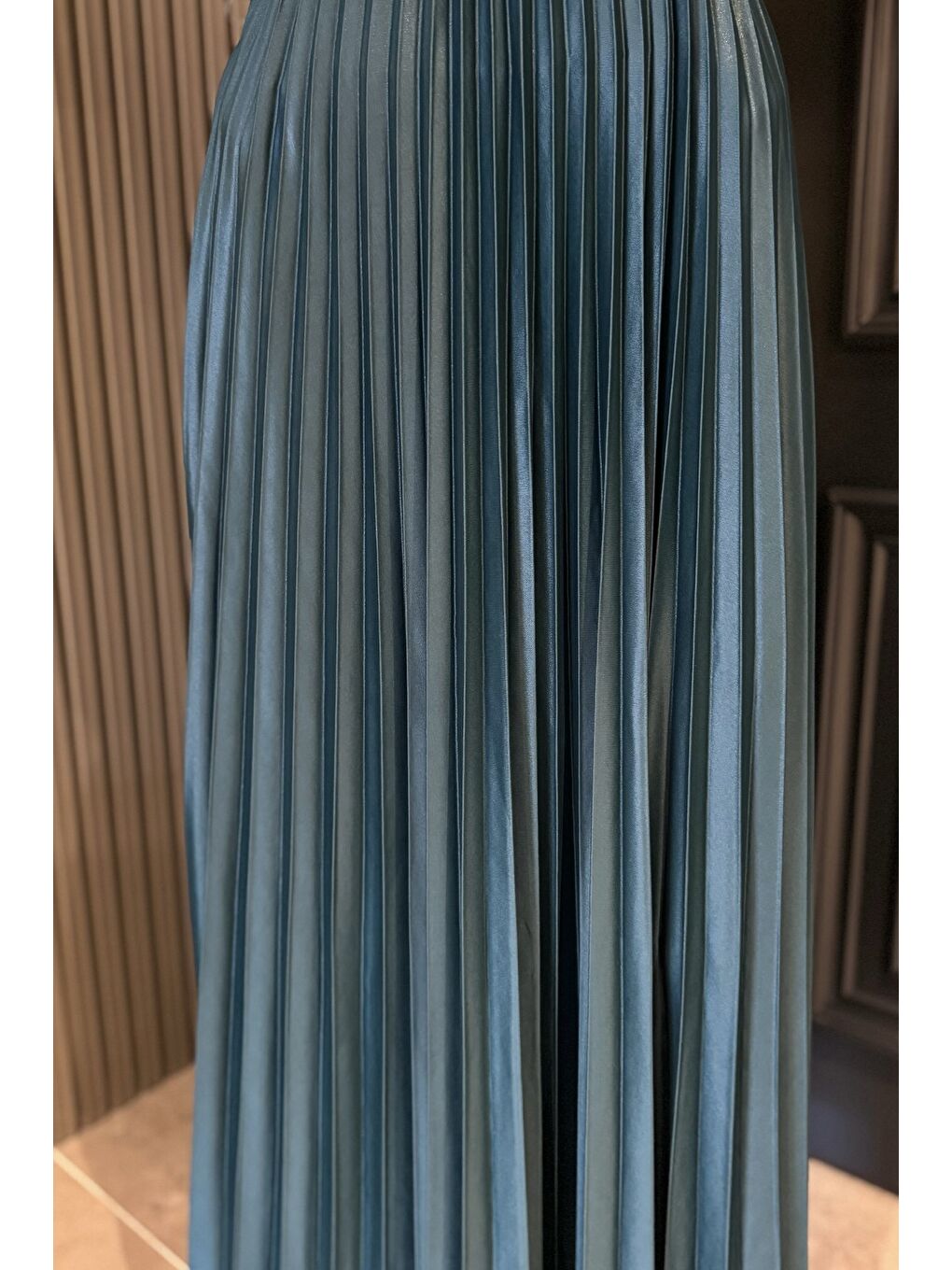 Yeşil Kadın Piliseli Tesettür Etek-5