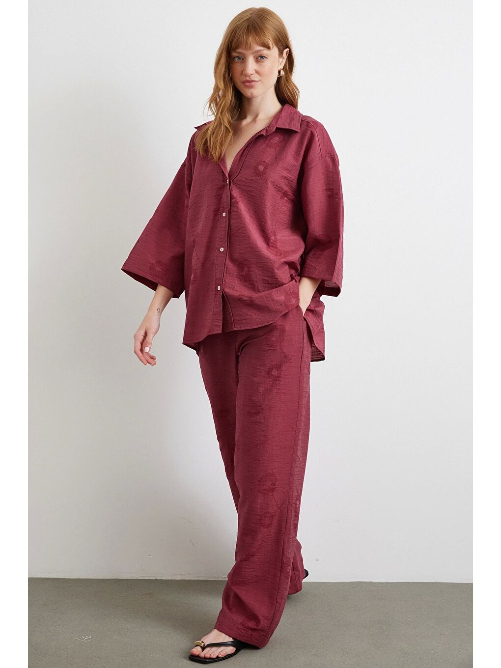 Arka Cepli Salaş Pantolon Bordo-1