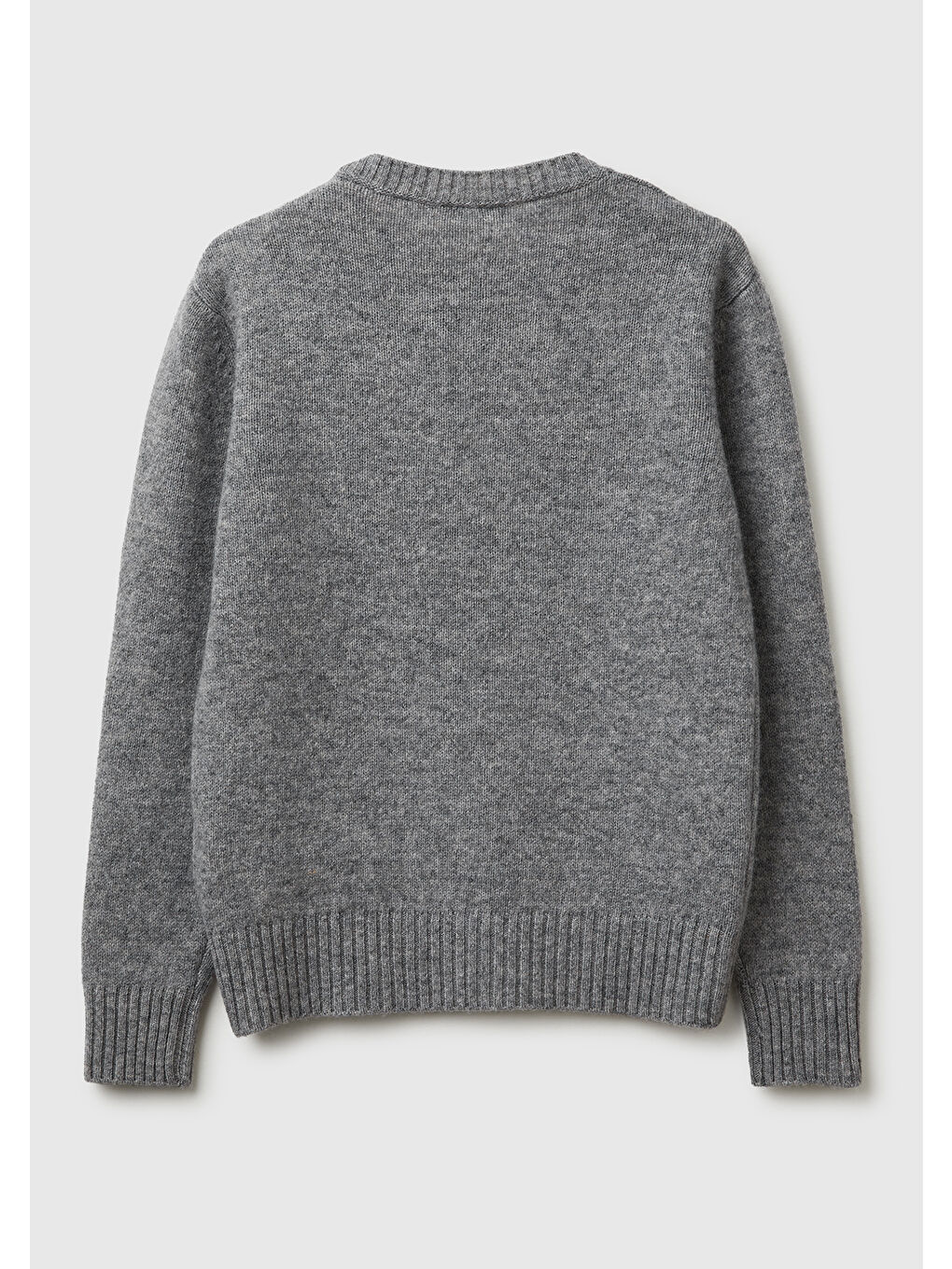 Gri Kadın Antrasit Melanj Bisiklet Yaka Shetland Kazak-3