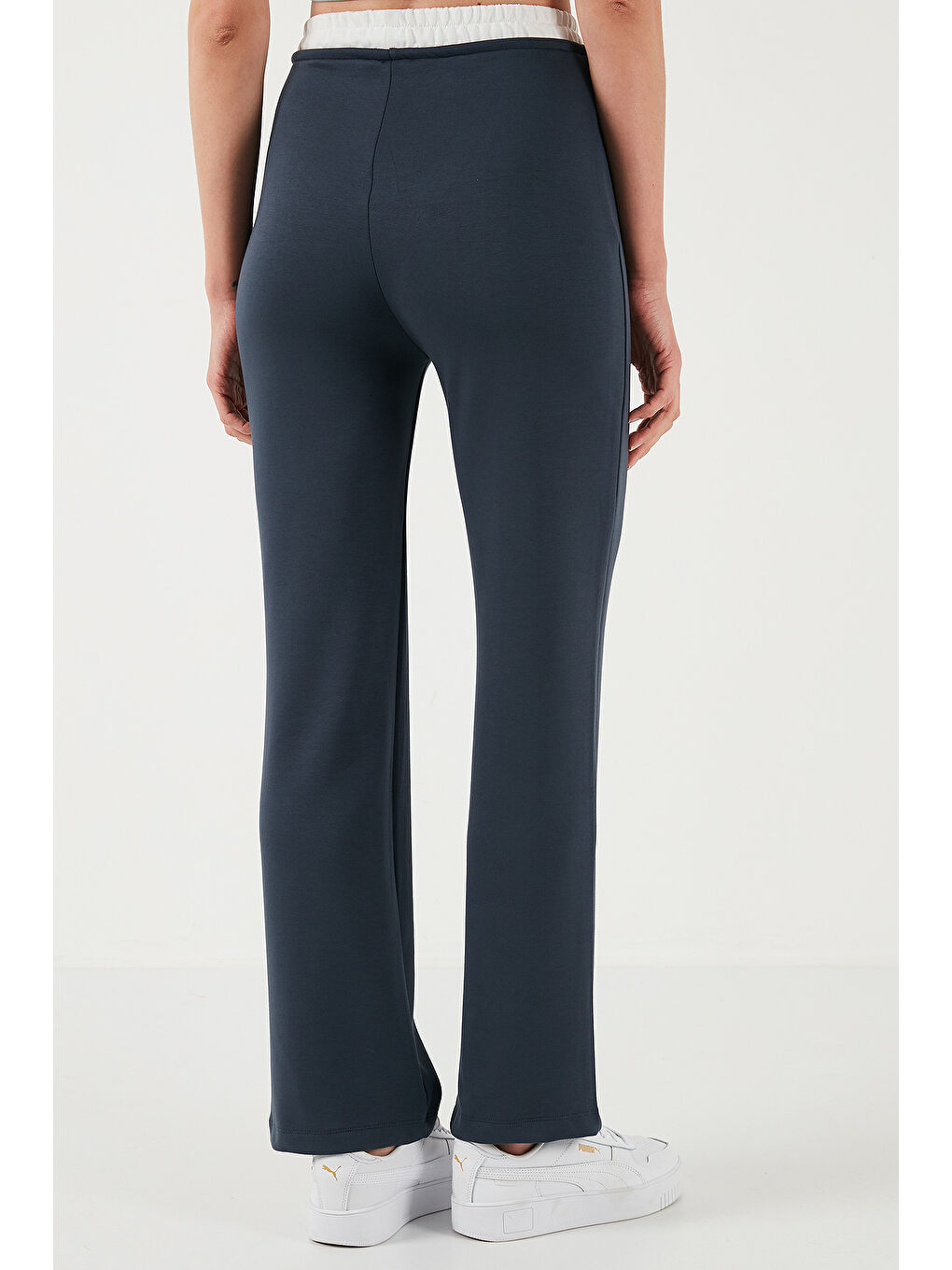 Gri Streç Slim Fit Yüksek Bel Geniş Paça Çimalı Kadın Eşofman Altı 5866078-6