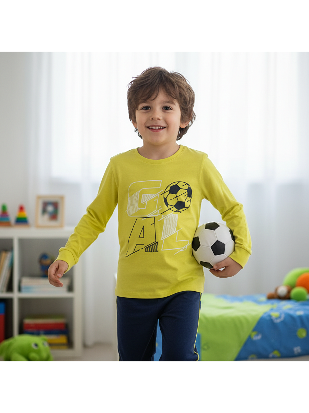 Çocuk Yeşil Renk Baskılı 2'Li Takım Cb1024-1