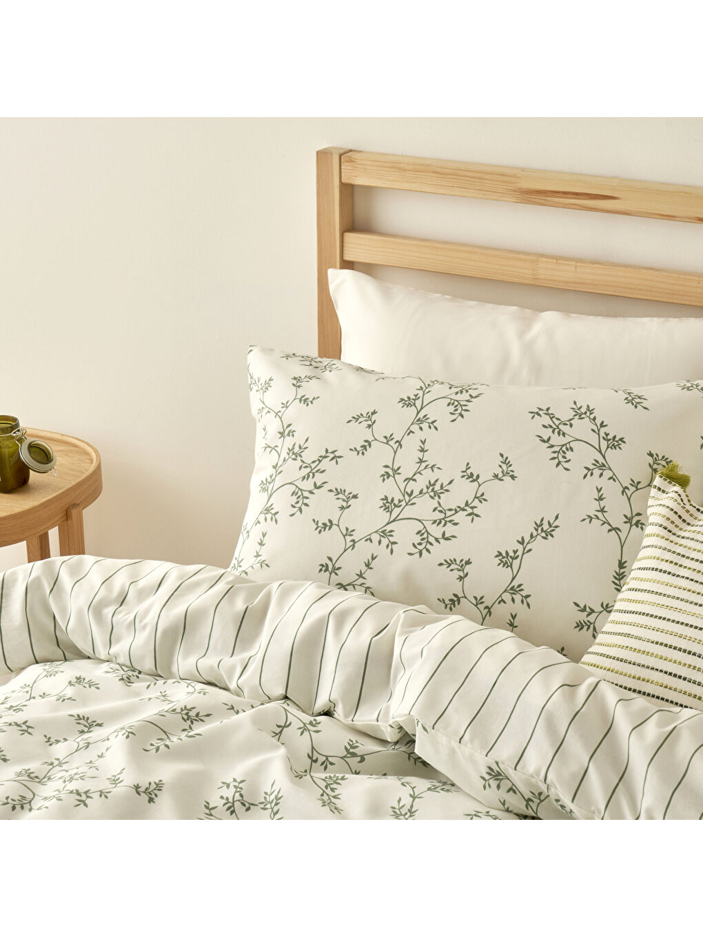 Lauren Pamuklu Tek Kişilik Nevresim Seti Yeşil (160x220 cm)-2