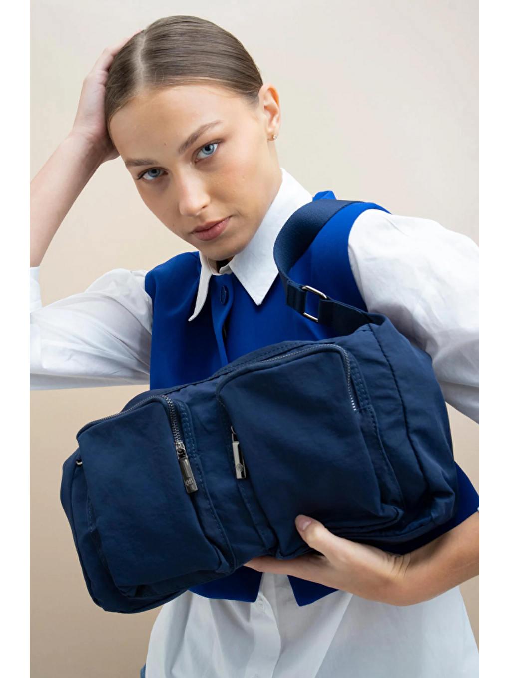 Lacivert Çift Gözlü Çapraz Askılı Kadın Çanta BYN2329