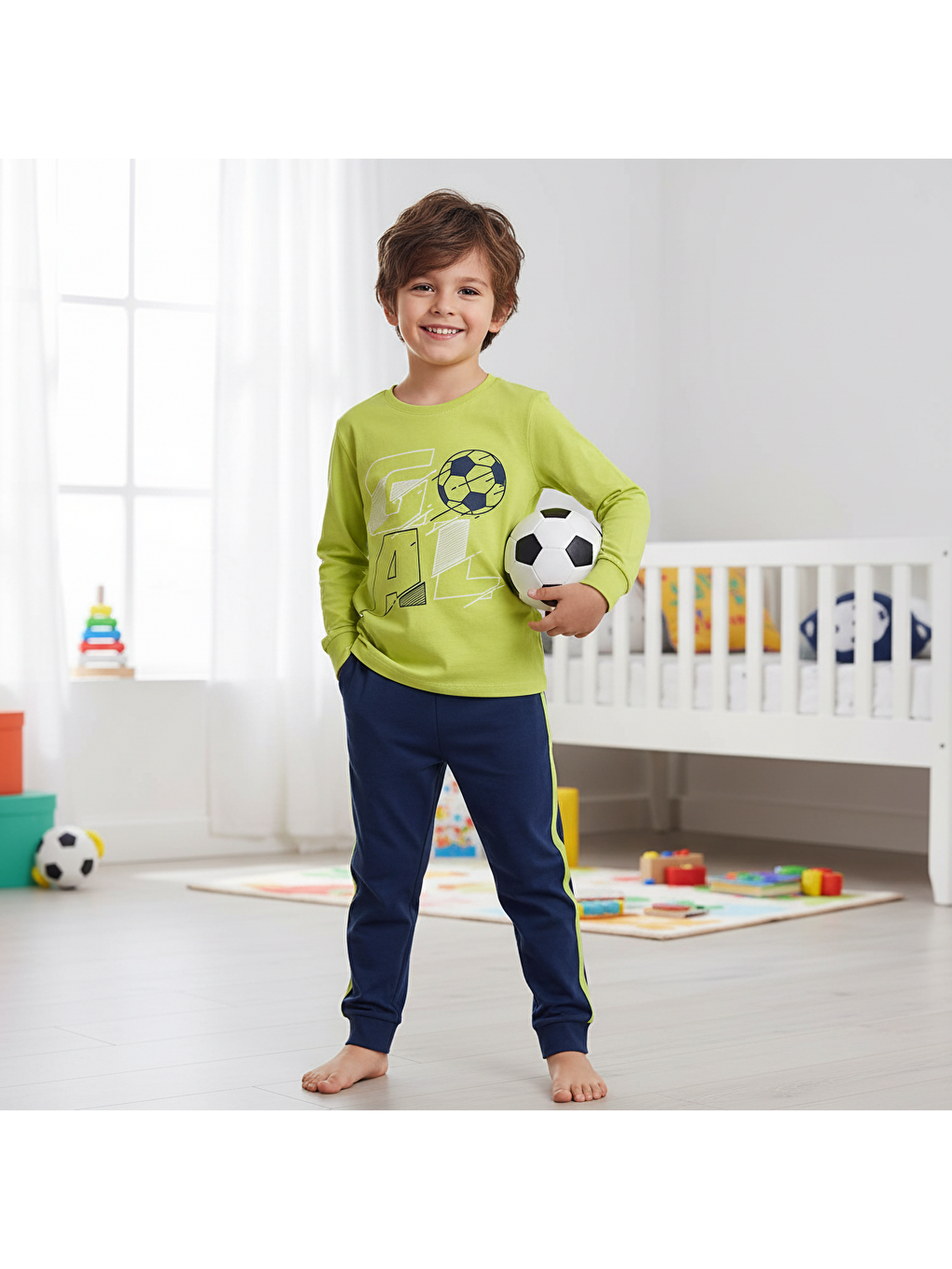 Çocuk Yeşil Renk Baskılı 2'Li Takım Cb1024-4