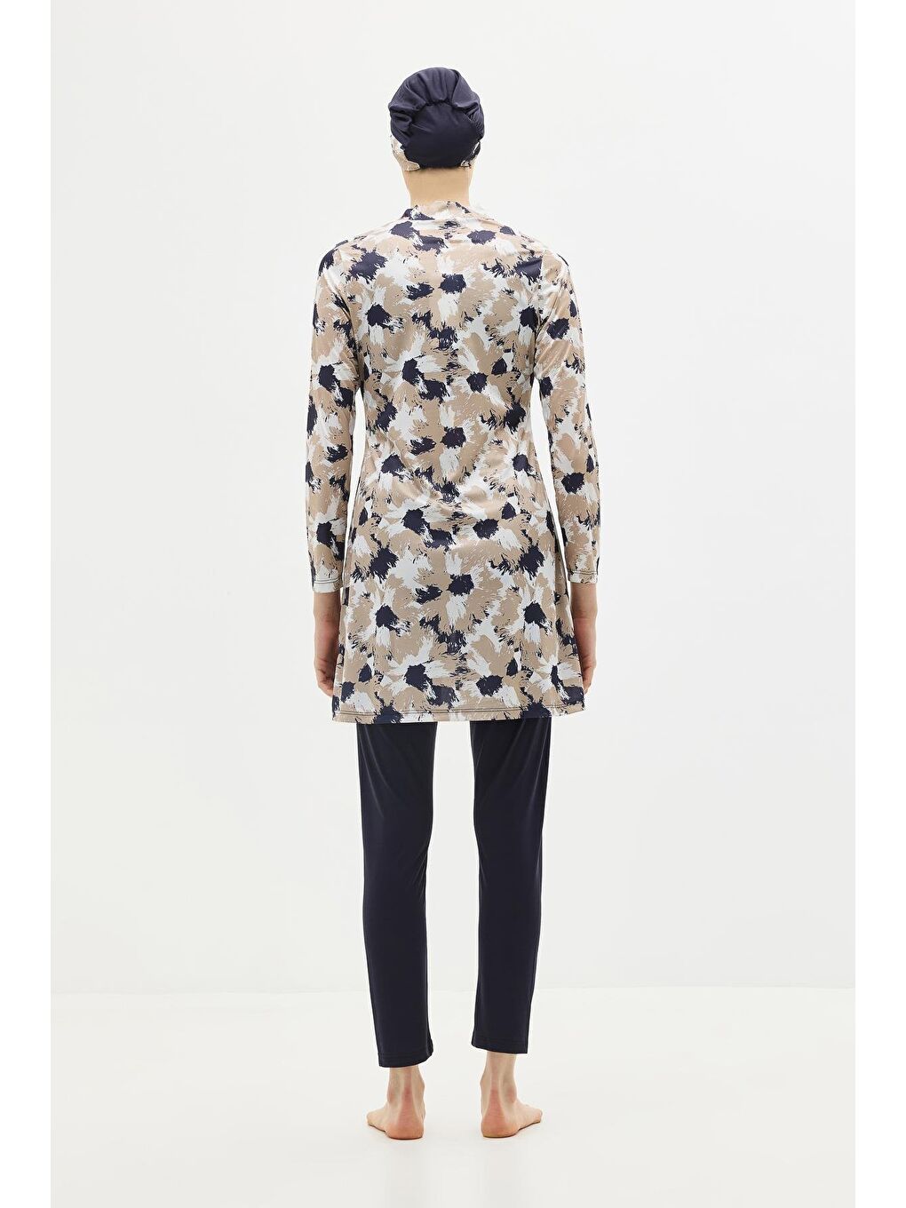 Desenli 4'Lü Tesettür Mayo 1300 Koyu Lacivert-7