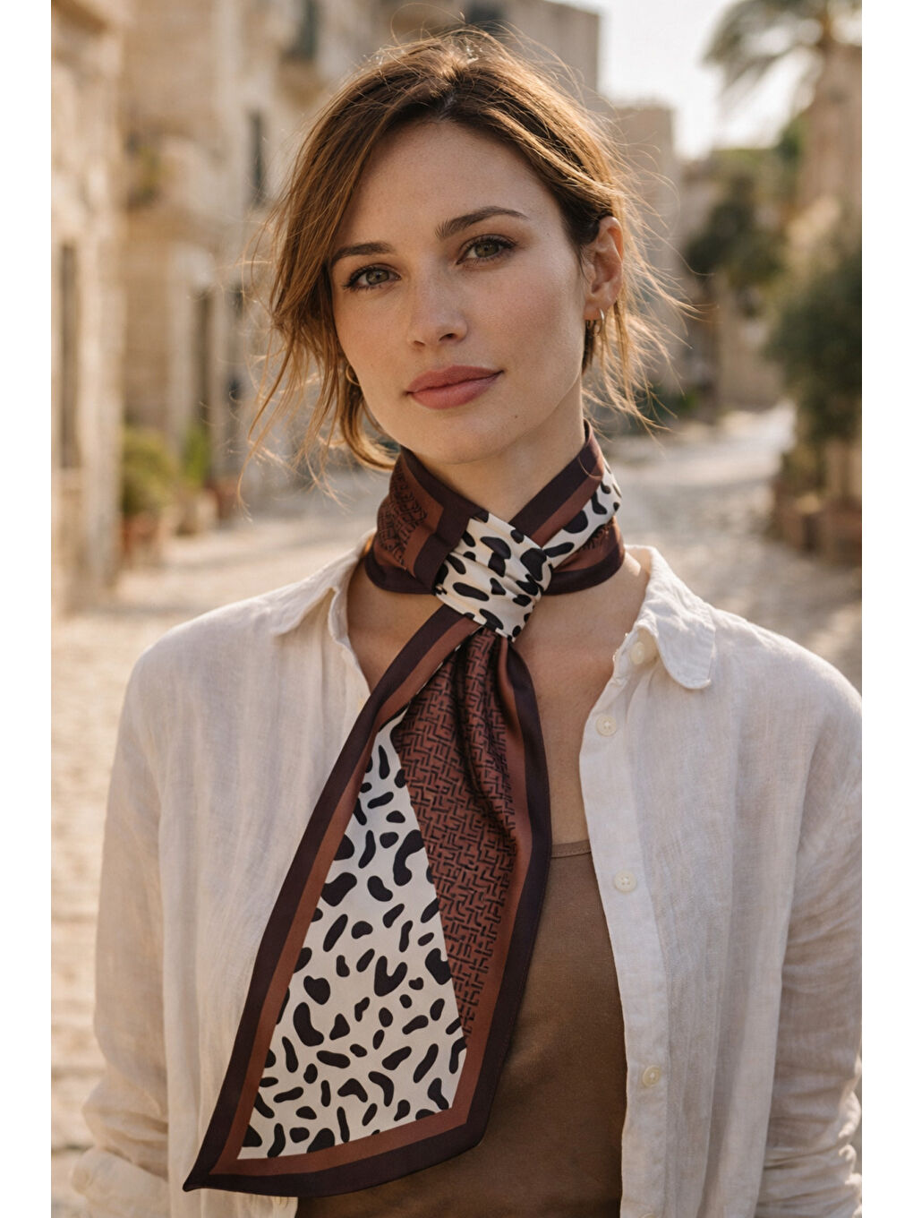 Leopar Desenli Kahverengi Boyun Fuları FLR1018 KAHVERENGI