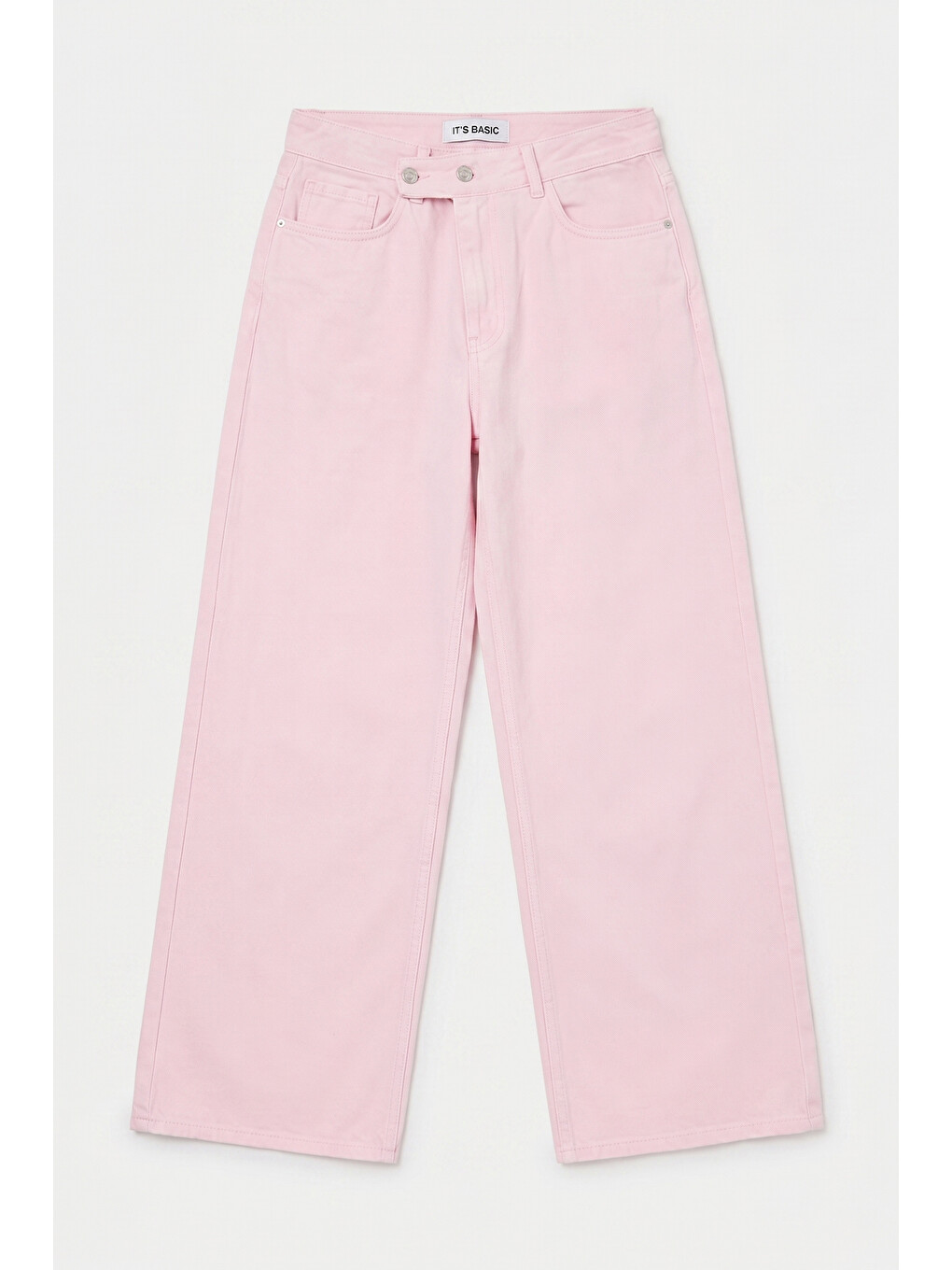 Kadın Light Pembe 6s6-98 Mega Baggy Fit Kemer Detaylı Denim Jean-3