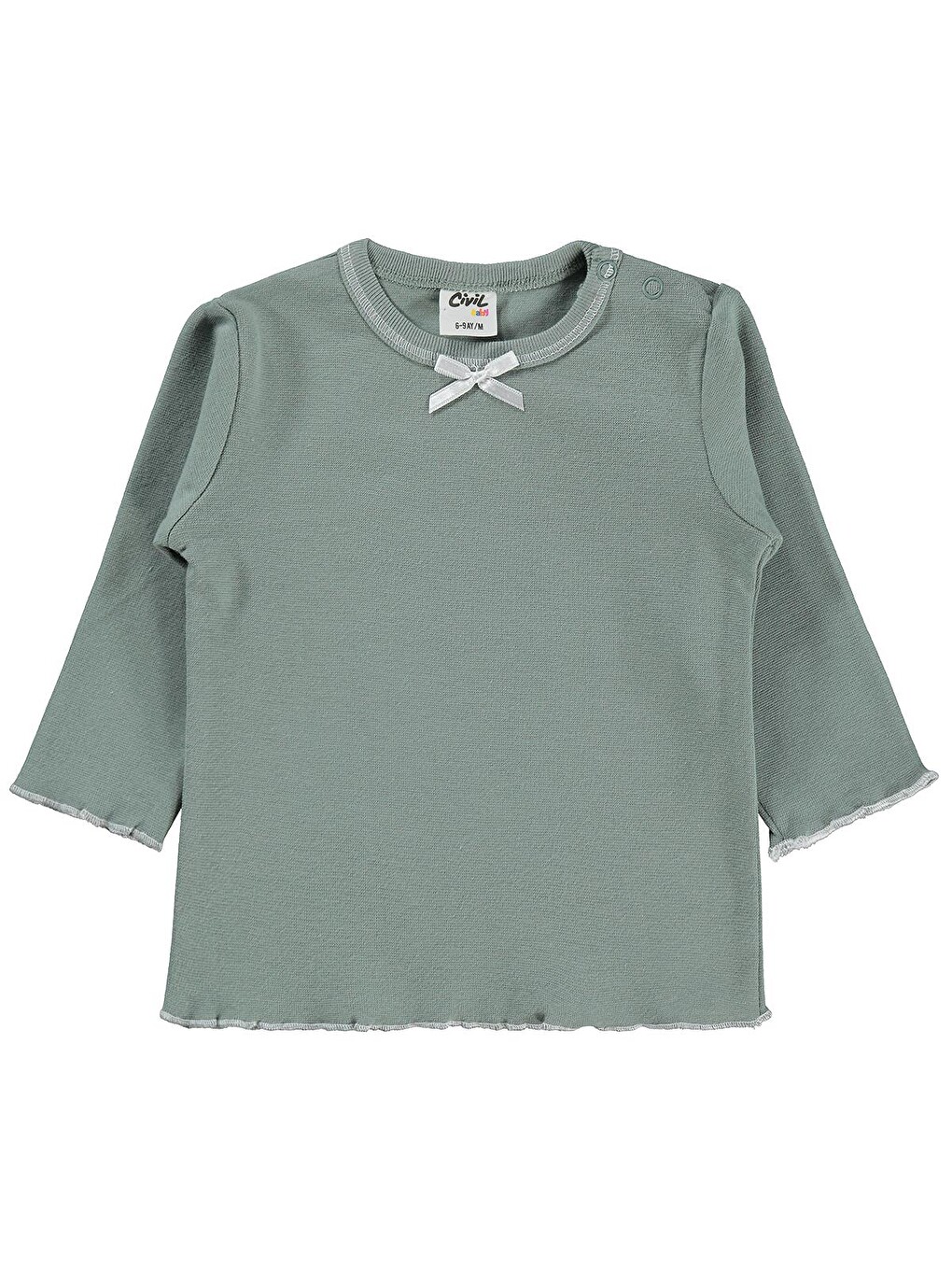 Baby Fiyonklu Düz 6-18 Ay Sweatshirt - Yeşil