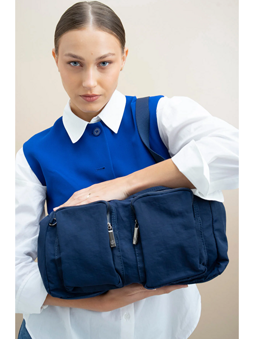 Lacivert Çift Gözlü Çapraz Askılı Kadın Çanta BYN2329-1